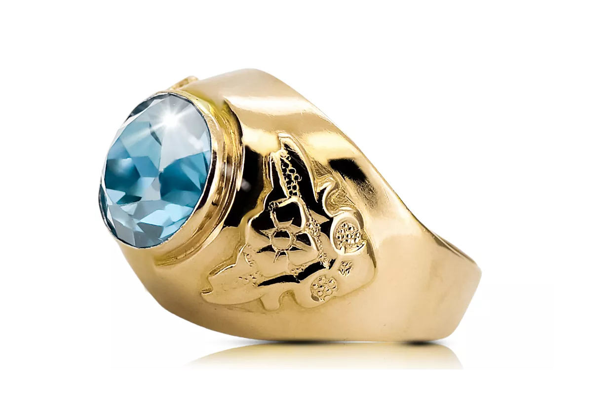 14k žluté zlato Akvamarín  Vintage Jewlery vrc078y